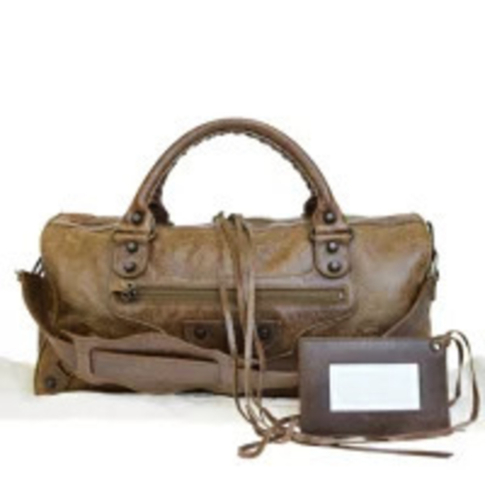 Balenciaga Twiggy Handbag Shoulder Bag Brown Leather Hand Mirror